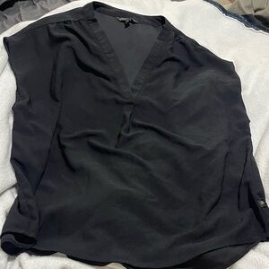 Banana Republic Black V-Neck Cap-Sleeve Blouse